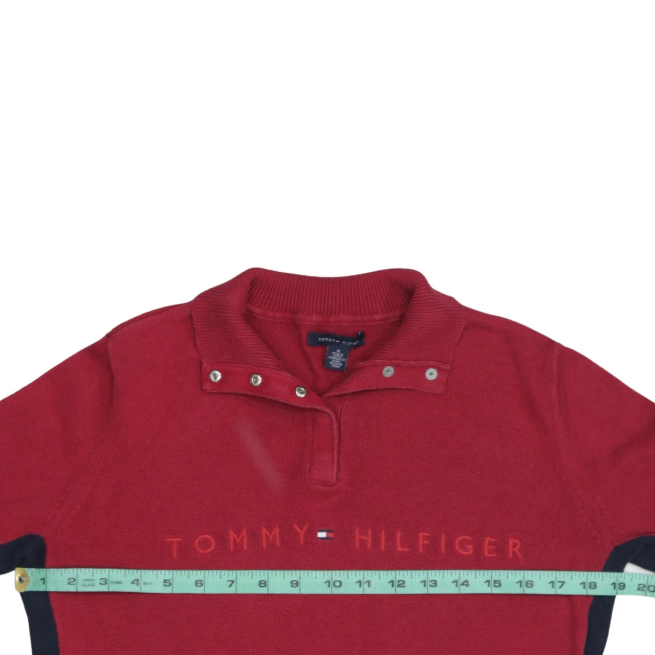 Mens UK Size M Tommy Hilfiger Red Henley Jumper