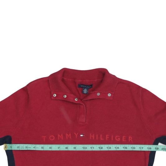 Mens UK Size M Tommy Hilfiger Red Henley Jumper