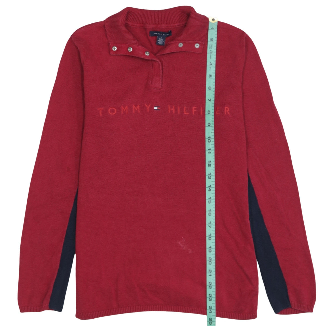 Mens UK Size M Tommy Hilfiger Red Henley Jumper