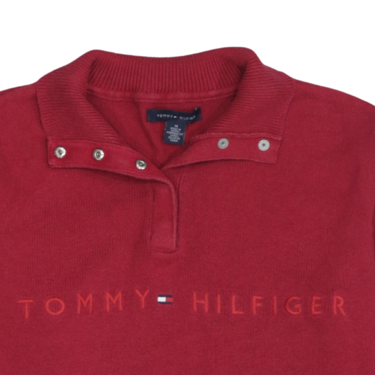 Mens UK Size M Tommy Hilfiger Red Henley Jumper