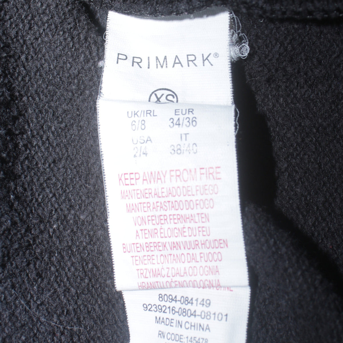 Womens UK Size XS Primark Black Pullover Hoodie