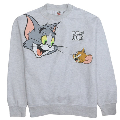 Womens UK Size XS Tom & Jerry Grey Pullover Sweatshirt