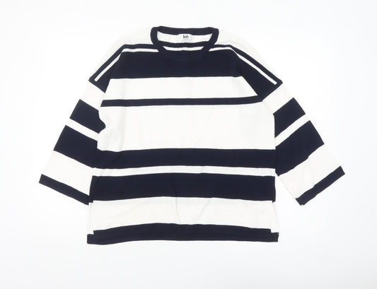 Kin by John Lewis Women's Navy White Striped Crew Neck Jumper Size S