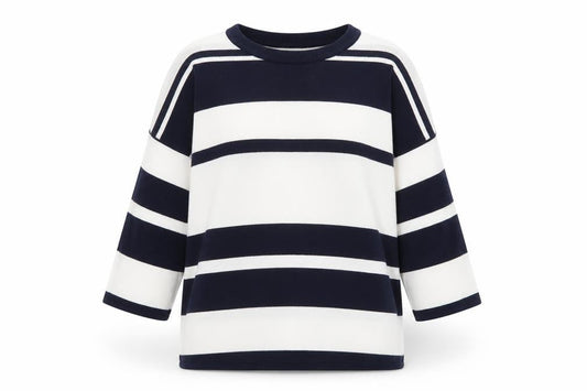 Kin by John Lewis Women's Navy White Striped Crew Neck Jumper Size S