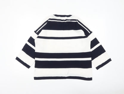 Kin by John Lewis Women's Navy White Striped Crew Neck Jumper Size S