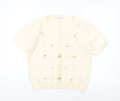 Womens UK Size 16 Marks and Spencer Beige Pullover Jumper