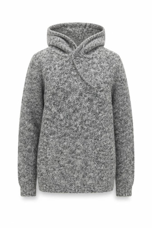 Pull & Bear Women's Grey Hooded Knit Jumper Size 12