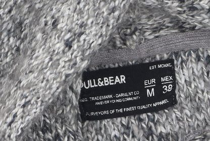 Pull & Bear Women's Grey Hooded Knit Jumper Size 12