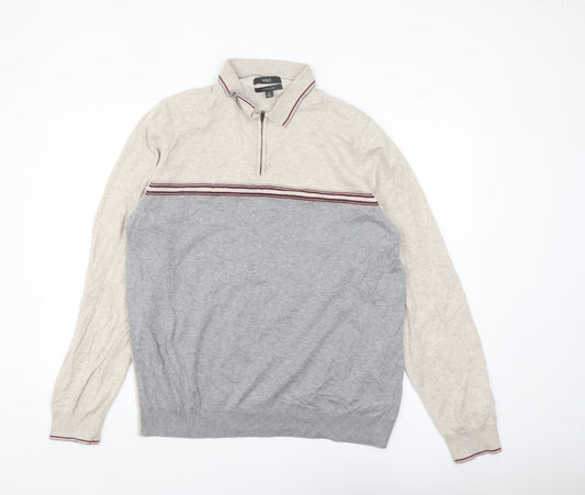 Mens UK Size XL Marks and Spencer Beige 1/2 Zip Jumper
