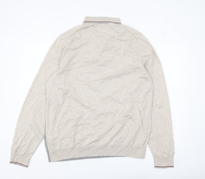 Mens UK Size XL Marks and Spencer Beige 1/2 Zip Jumper