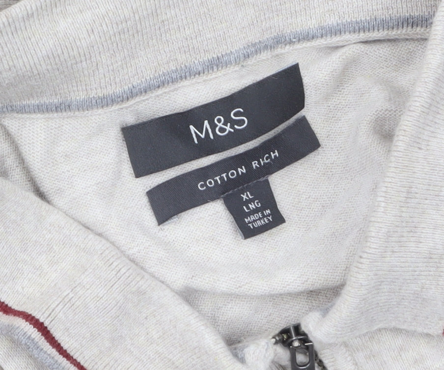 Mens UK Size XL Marks and Spencer Beige 1/2 Zip Jumper