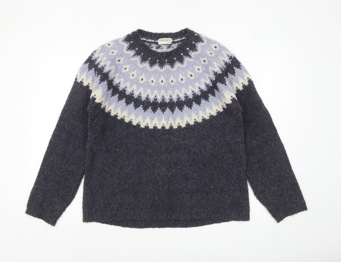 Marks and Spencer Women Purple Fair Isle Wool Blend Jumper Size 14