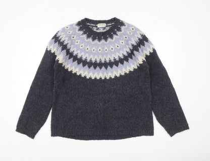 Marks and Spencer Women Purple Fair Isle Wool Blend Jumper Size 14