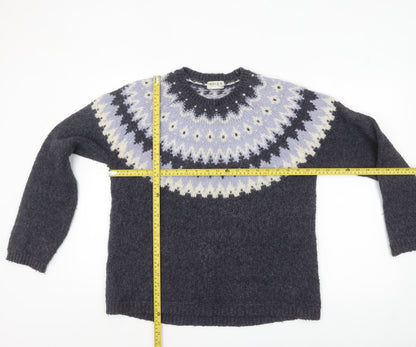 Marks and Spencer Women Purple Fair Isle Wool Blend Jumper Size 14