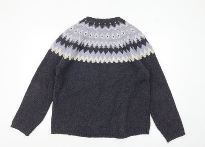 Marks and Spencer Women Purple Fair Isle Wool Blend Jumper Size 14