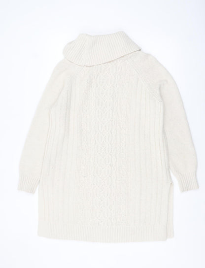 Marks and Spencer Womens Ivory Roll Neck Tunic Jumper Size 16