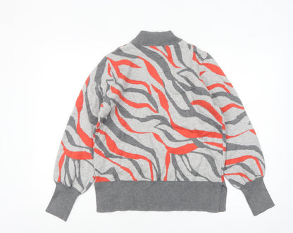 Marks and Spencer Women's Grey Animal Print Mock Neck Jumper Size M