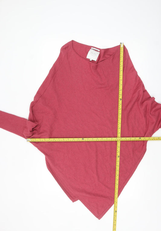 Part Two Women Pink Cashmere Blend Cape Jumper L Boat Neck Knit
