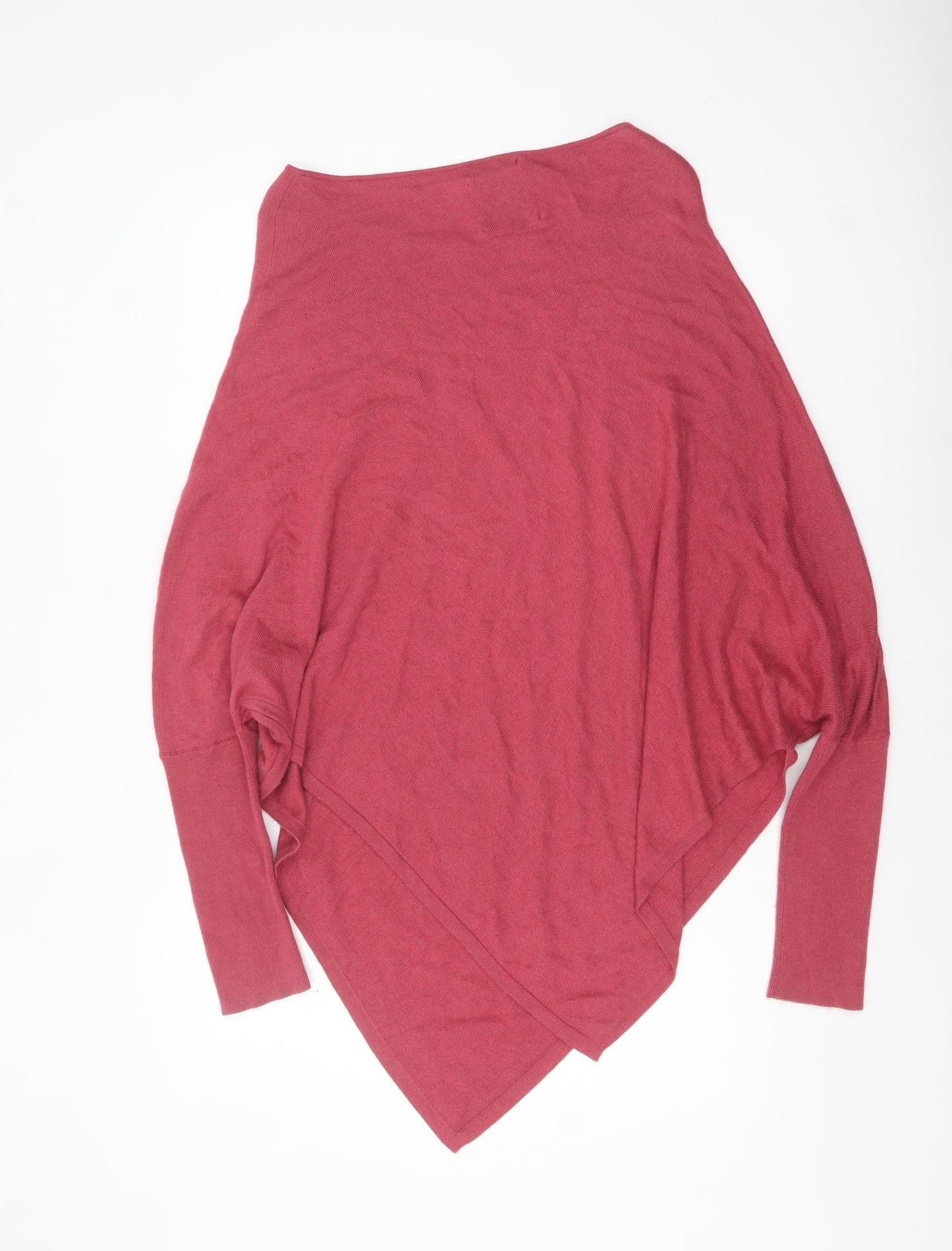 Part Two Women Pink Cashmere Blend Cape Jumper L Boat Neck Knit