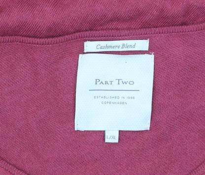 Part Two Women Pink Cashmere Blend Cape Jumper L Boat Neck Knit