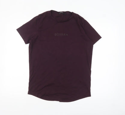 Womens UK Size M BOXRAW Purple Basic T-Shirt