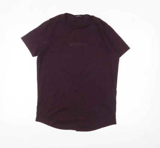 Womens UK Size M BOXRAW Purple Basic T-Shirt