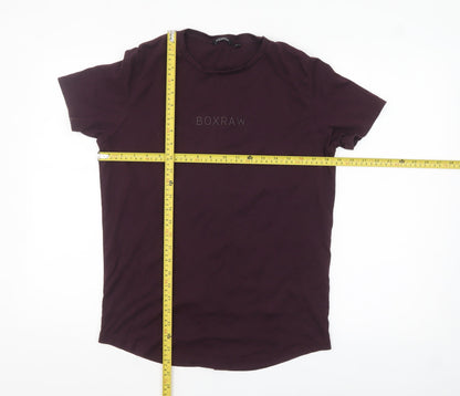 Womens UK Size M BOXRAW Purple Basic T-Shirt