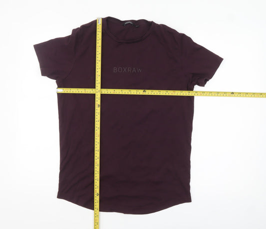 Womens UK Size M BOXRAW Purple Basic T-Shirt