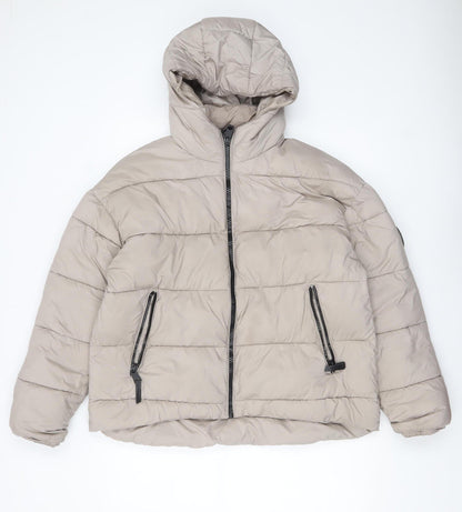 Womens UK Size 14 Harvey & Jones Beige Puffer Jacket