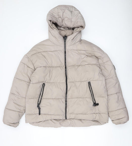 Womens UK Size 14 Harvey & Jones Beige Puffer Jacket