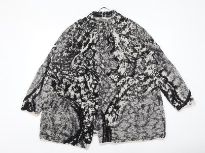 Ulla Popken Women’s Black & White Geometric Knit Cardigan Size 24