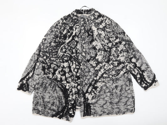 Ulla Popken Women’s Black & White Geometric Knit Cardigan Size 24