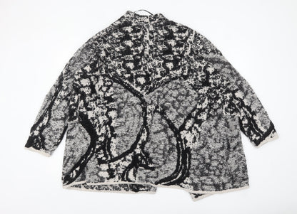 Ulla Popken Women’s Black & White Geometric Knit Cardigan Size 24