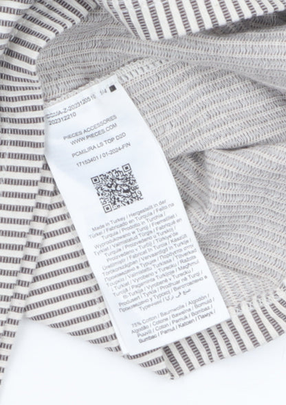 Womens UK Size S Pieces Grey Basic T-Shirt