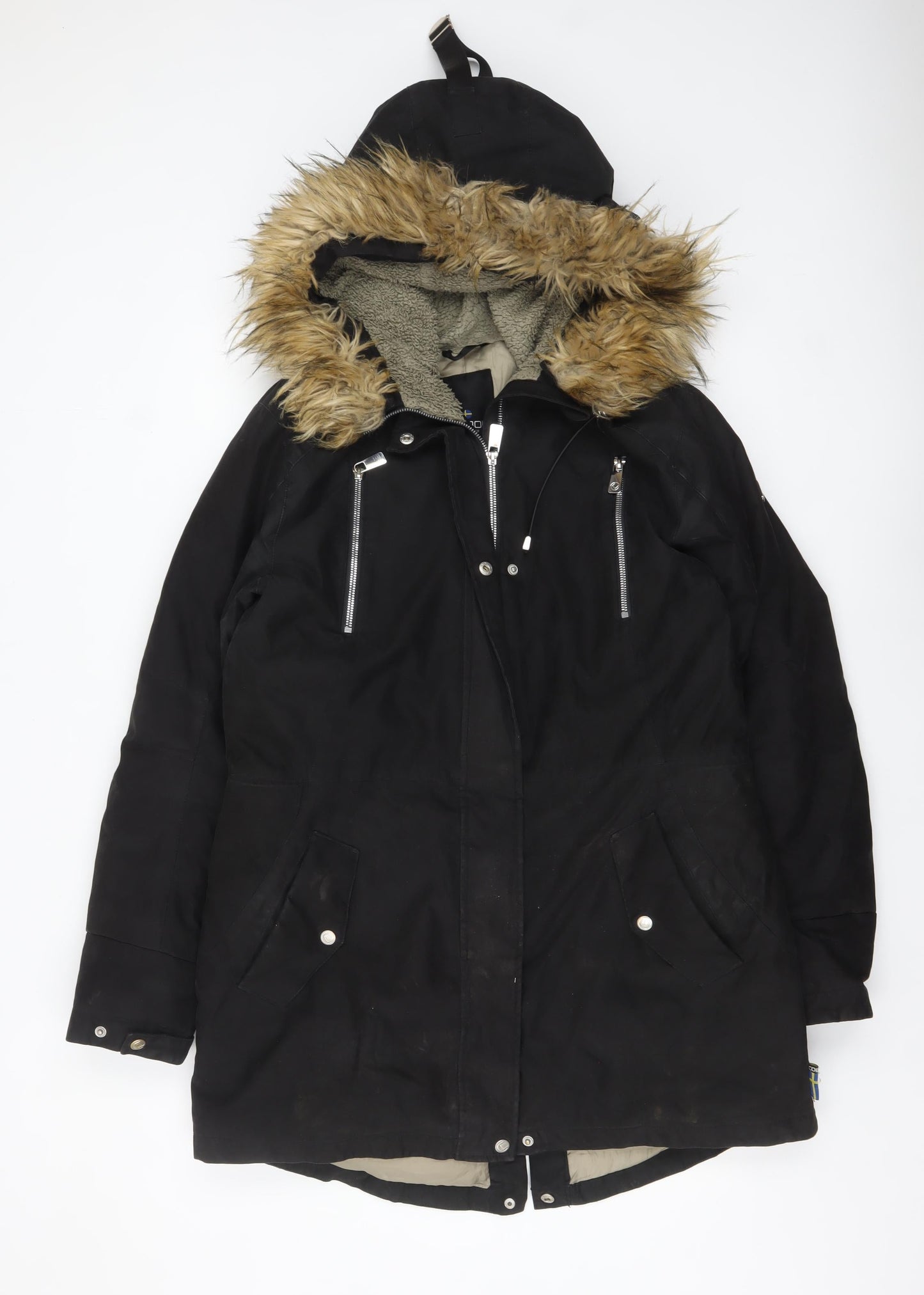 Womens UK Size 16 Cobalt of Sweden Black Parka Coat