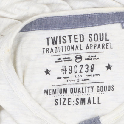 Twisted Soul Men's Beige Long Sleeve Henley Shirt Size S