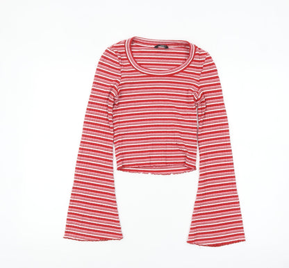Womens UK Size 2XS Monki Red Cropped T-Shirt