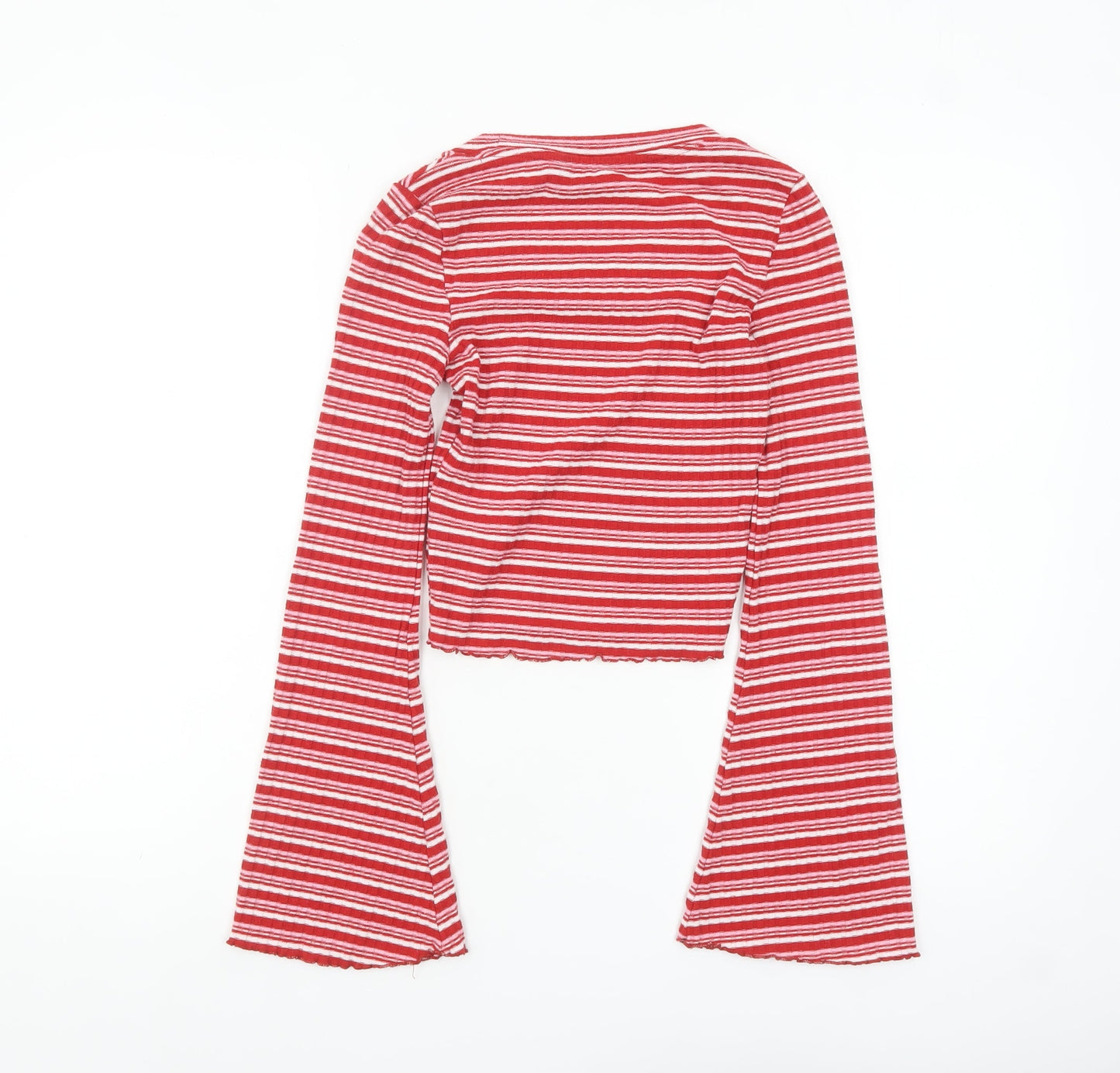 Womens UK Size 2XS Monki Red Cropped T-Shirt