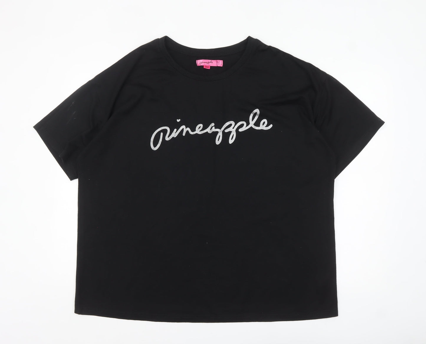 Womens UK Size 20 Pineapple Black Basic T-Shirt