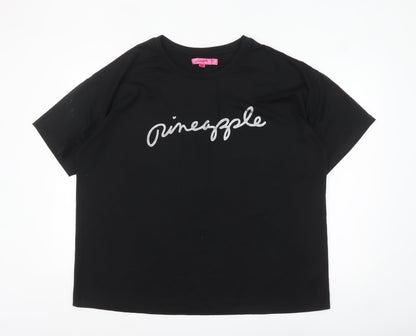 Womens UK Size 20 Pineapple Black Basic T-Shirt