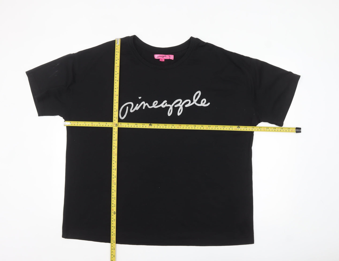 Womens UK Size 20 Pineapple Black Basic T-Shirt