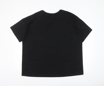 Womens UK Size 20 Pineapple Black Basic T-Shirt