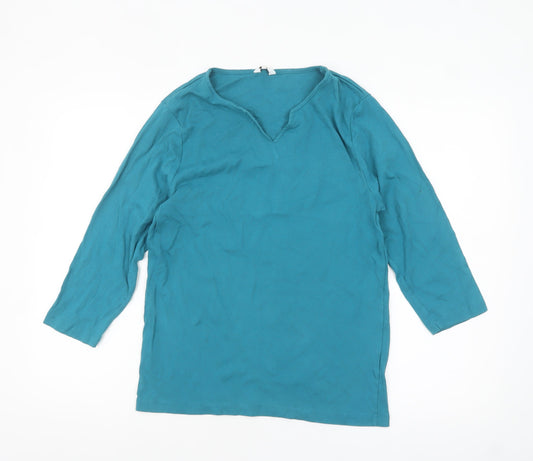 Womens UK Size 18 Cotton Traders Blue Basic T-Shirt