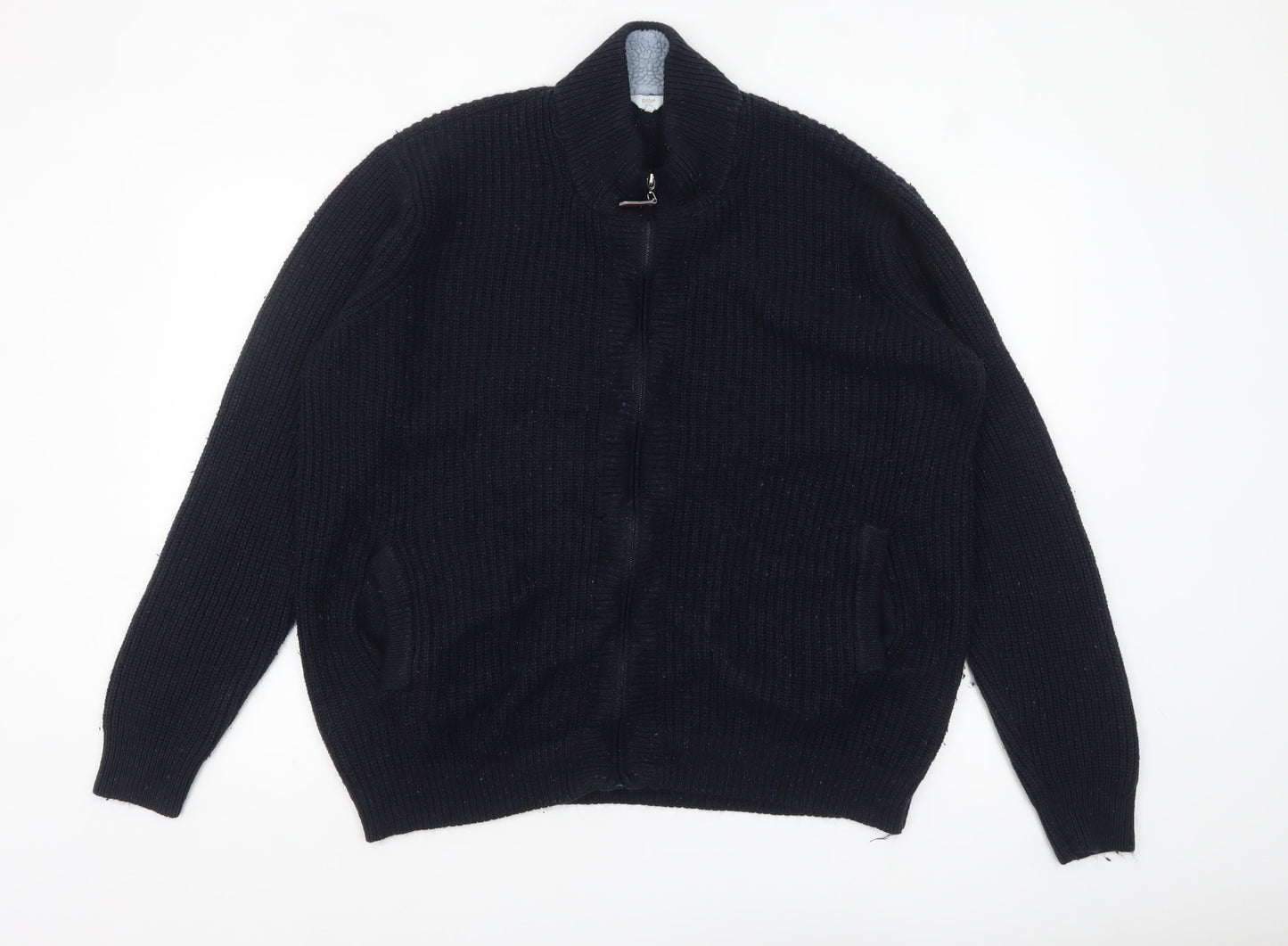 Mens UK Size XL Cotton Traders Blue Full Zip Jumper