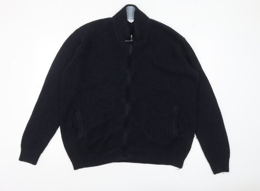 Mens UK Size XL Cotton Traders Blue Full Zip Jumper