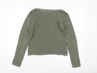 Womens UK Size XS MNG Green Pullover Jumper