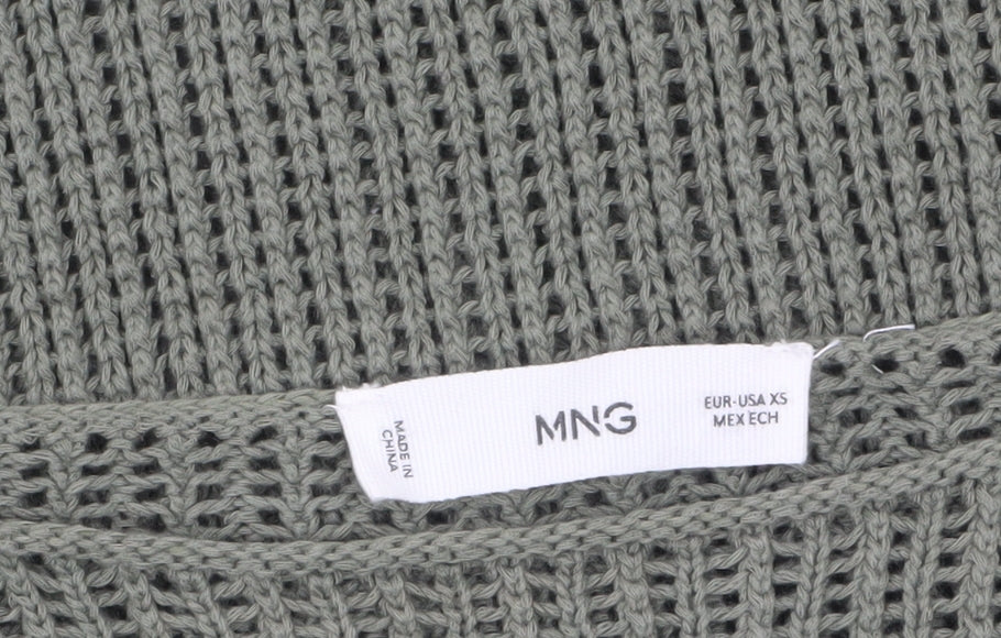 Womens UK Size XS MNG Green Pullover Jumper