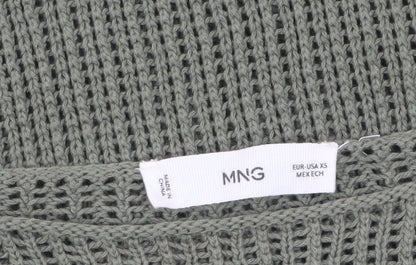 Womens UK Size XS MNG Green Pullover Jumper