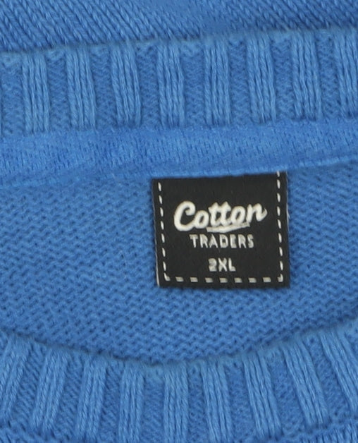 Mens UK Size 2XL Cotton Traders Blue Pullover Jumper