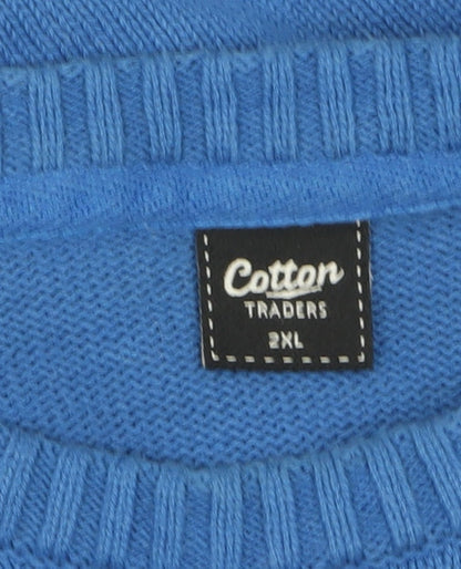 Mens UK Size 2XL Cotton Traders Blue Pullover Jumper